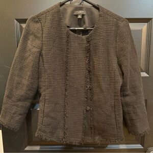 Ann Taylor tweed Black Textured Women's Jacket blazer EUC size 10 petite